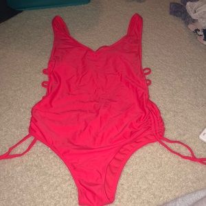 Pink one piece bathing suit